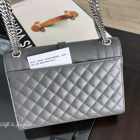 Authentic Yves Saint Laurent Gray envelope medium Bag - Picture 8 of 14